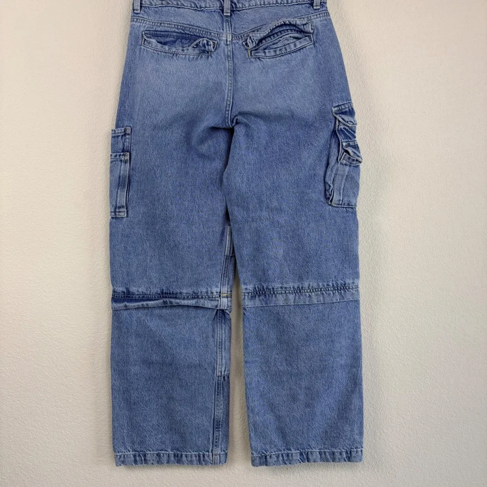 Garage Womens 5 27 Blue Cargo Jeans Wide Leg Multi Pocket Utility‎ Streetwear